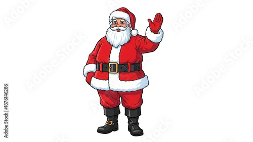 Jolly Santa Claus waving with festive holiday cheer