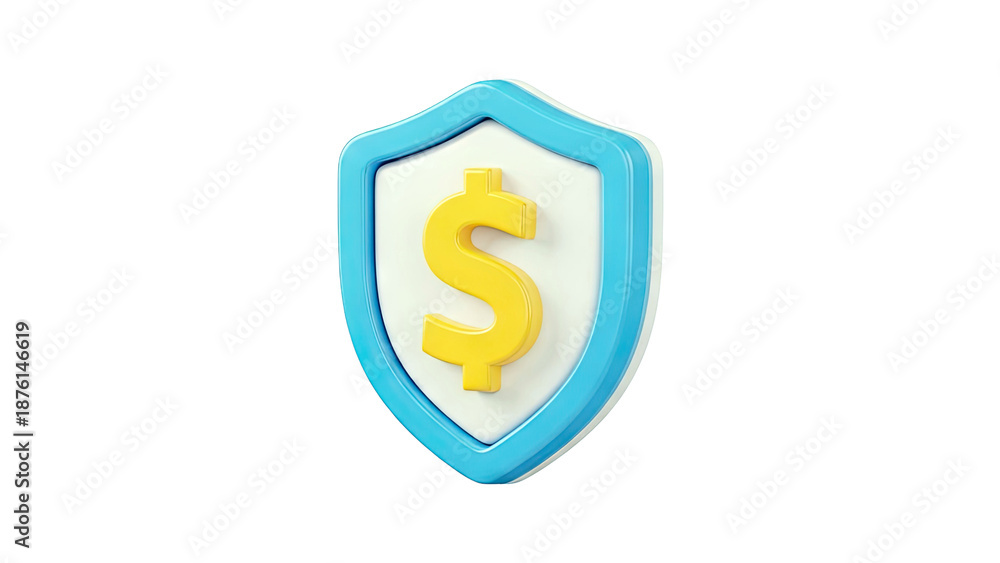 Obraz premium 3D Shield with Dollar Sign