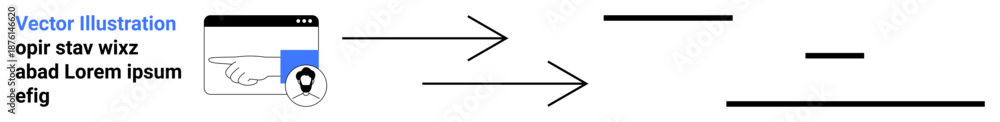 Obraz premium Data transfer, information flow, digital workflow, user interaction, technology systems, process visualization. Arrows connecting elements with user icon. Data transfer and digital workflow concept