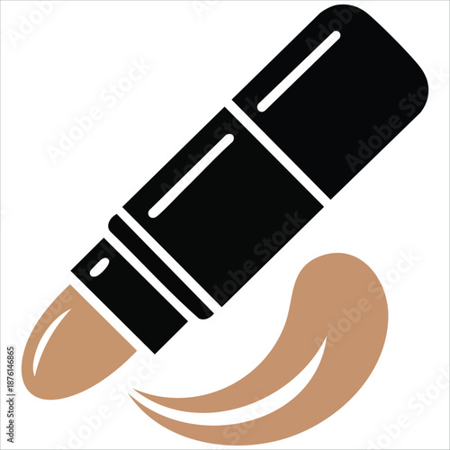 Concealer makeup stick open with swatch cartoon vector illustration isolated on white background