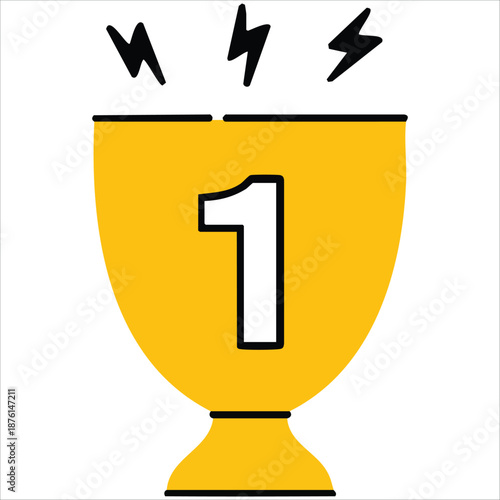 Award trophy hand drawn sketch vector illustration isolated on white background