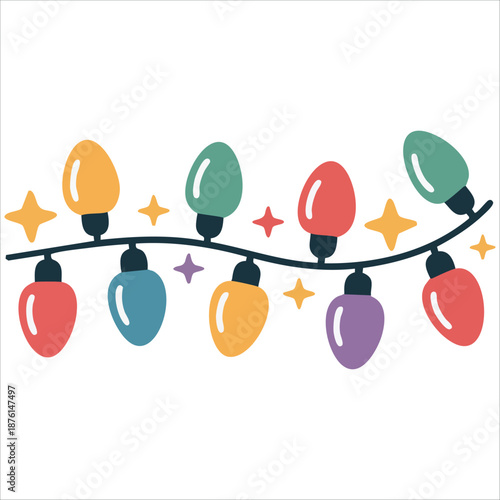 Christmas light hanging decoration vector illustration isolated on white background