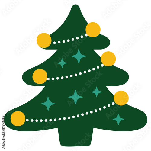 Christmas tree flat cartoon design vector illustration isolated on white background