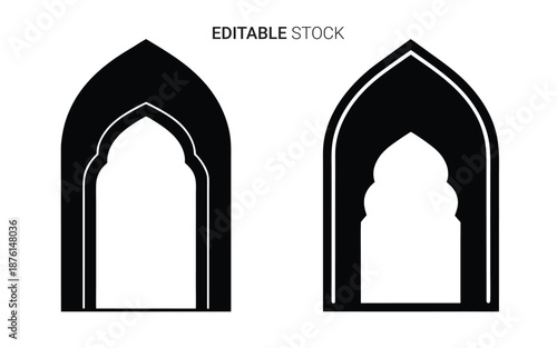 archway designs with pointed tops and white outlines silhouette high quality professional detailed