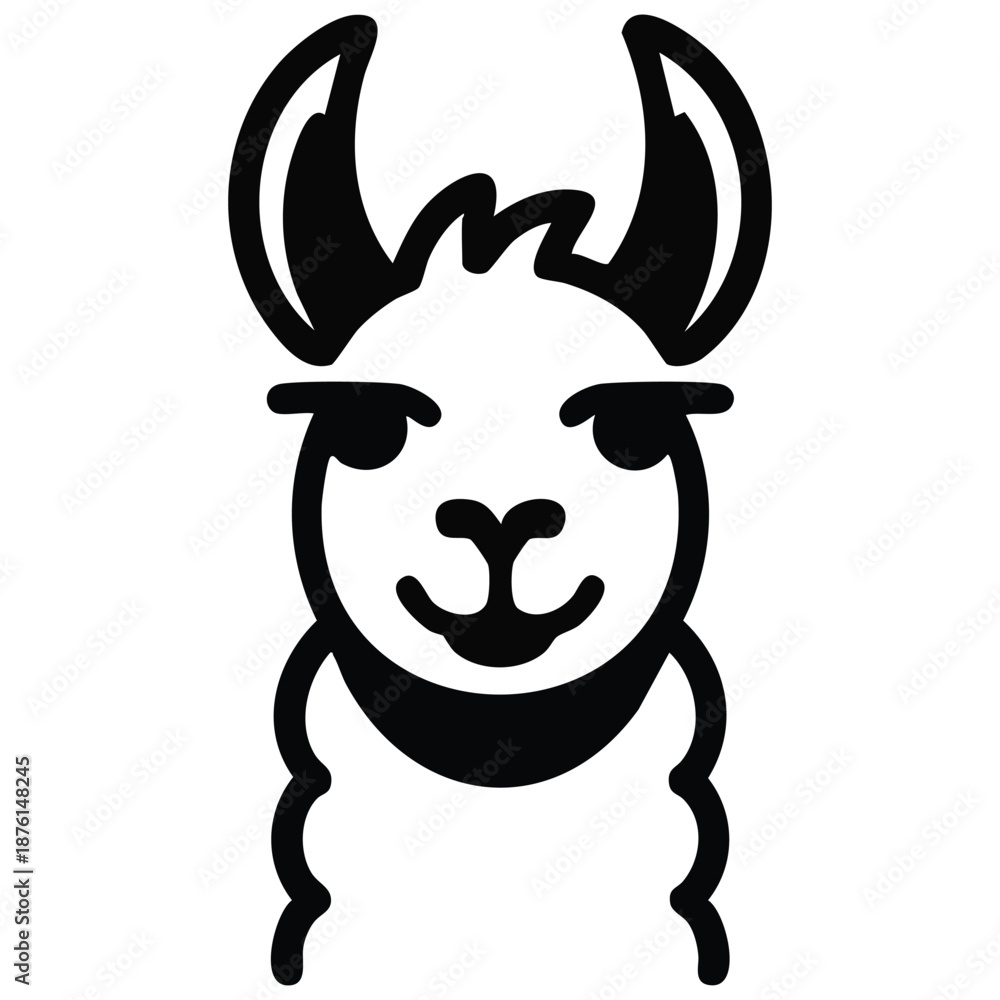 Obraz premium Llama animal vector icon suitable for commercial work easily editable isolated on white