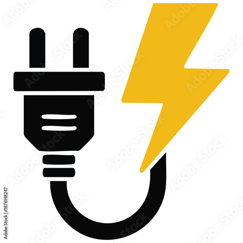 Electric plug icon vector illustration for commercial use isolated on white background