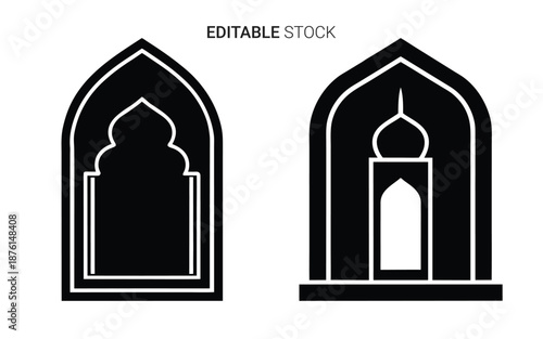 archway designs with pointed tops and white outlines silhouette high quality professional detailed
