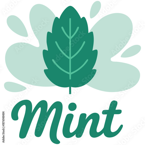 Mint leaves icon set isolated on white background vector illustration