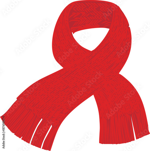 冬の防寒アイテム、赤いマフラーのイラスト　