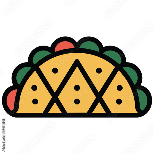 Taco outline line art icon food drawing isolated on white background