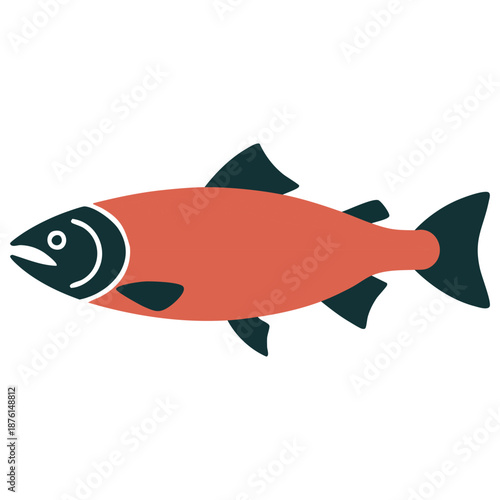 Illustration of cute salmon animal isolated on white background vector graphic