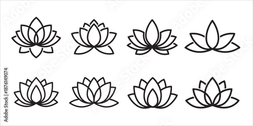 Beautiful lotus flower illustrations in various styles
