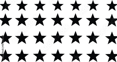 Black Star Icon Silhouette Set Isolated on White Background for Rating System Quality Ranking Award Symbol and Decorative Graphic Design Elements