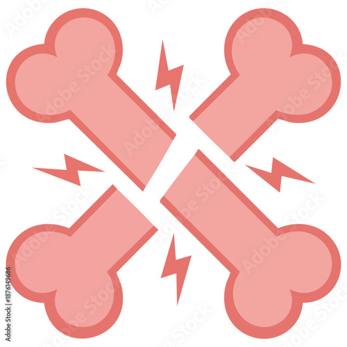 Vector isolated fracture bone medical icon on plain white background