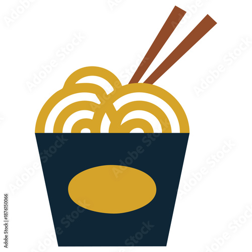 Asian food wok box with noodles sticks vector illustration graphic