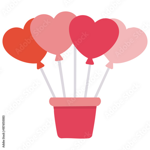 Heart shaped hot air balloons for valentine romance vector graphic