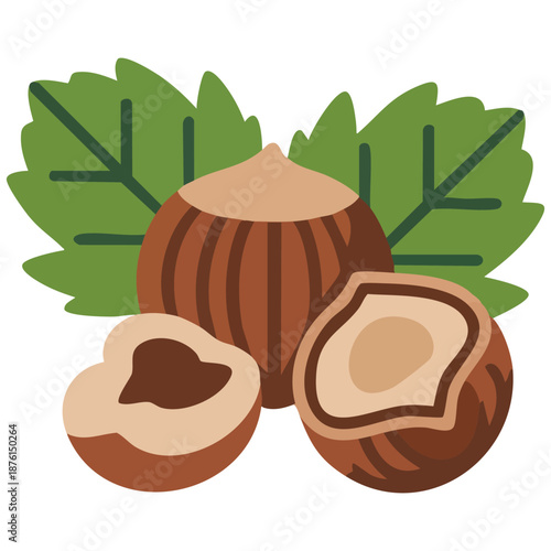 Hazelnut colored icons in cartoon design stock vector isolated white