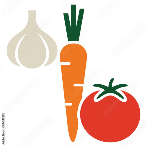 Flat vector illustration of vegetables icon isolated on white background