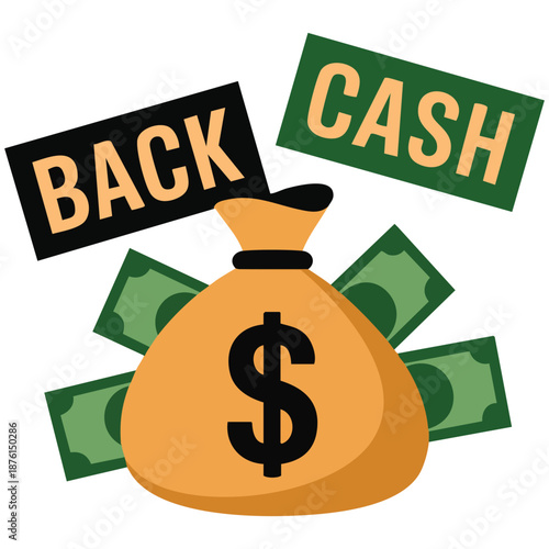 Cash back money refund icon isolated on background vector label