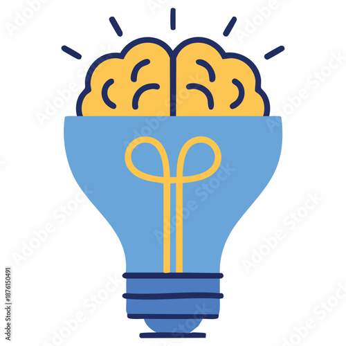 Brainstorming concept bulb with human brain idea vector illustration