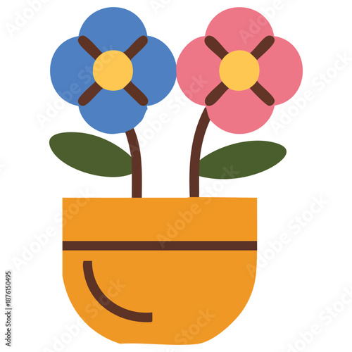 Clean outline of a flowerpot icon vector design for applications and websites isolated on white background
