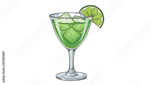 Wallpaper Mural Refreshing green cocktail with lime on the rocks in elegant glass Torontodigital.ca