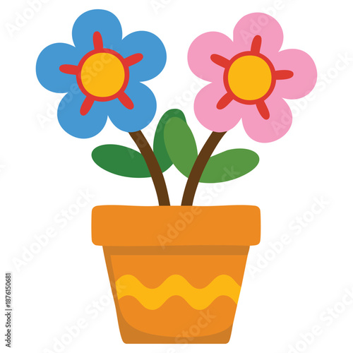 Minimalist flowerpot icon vector design template for gardening or home decor concept isolated on white background