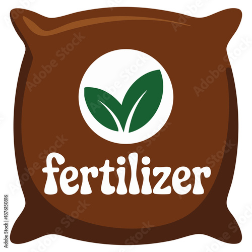 Plant nutrient bag icon in flat vector style isolated on white background for agricultural themes illustration