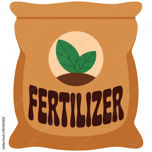 Flat design icon of a bag of fertilizer isolated on white background for gardening supplies vector illustration