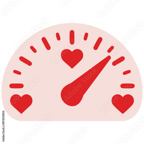 Love meter designed as a speedometer with a mid score indicator vector illustration on a white background
