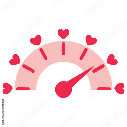 Romantic speedometer style love meter showing average level of affection vector illustration on white background