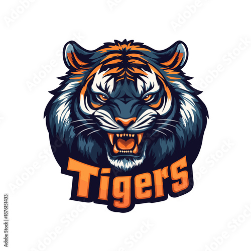 Tigers - logo template design. Tiger animal mascot head vector illustration logo. Wild cat head mascot, Tiger head emblem design for eSports team