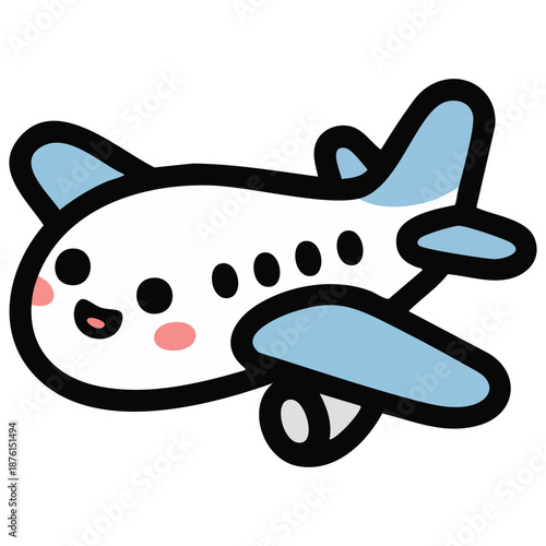 Cute airplane icon illustration vector graphic for travel or aviation themes isolated on white background