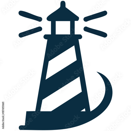 Cute nautical lighthouse icon beacon tower lighthouse glyph icon vector isolated on white background