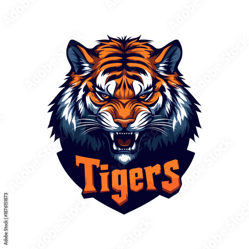 Tigers - logo template design. Tiger animal mascot head vector illustration logo. Wild cat head mascot, Tiger head emblem design for eSports team