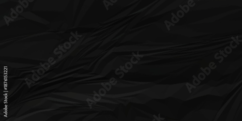 Abstract black parchment wrapping crumpled paper texture. creased page wrinkle retro rough distressed damage paper texture background.
