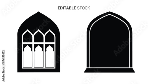black and white architectural window and archway silhouette high quality professional detailed modern