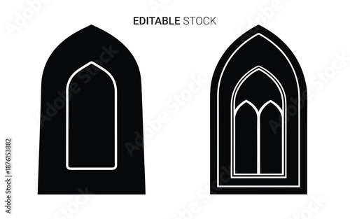 gothic window shapes with white outline silhouette high quality professional detailed modern elegant