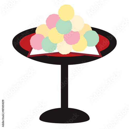 ひな祭り 雛飾りのひなあられと高杯のイラスト