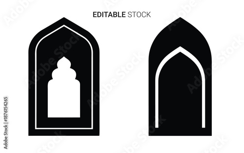 two black and white arched window designs with silhouette high quality professional detailed