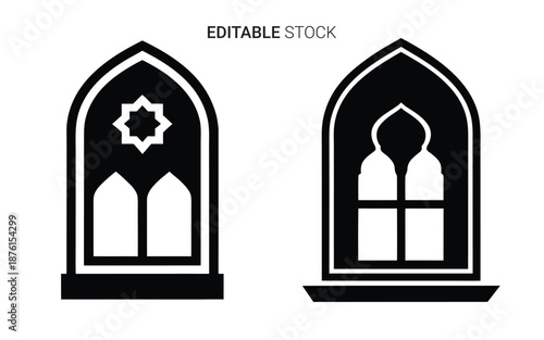 arch shaped window designs with star and cross patterns silhouette high quality professional