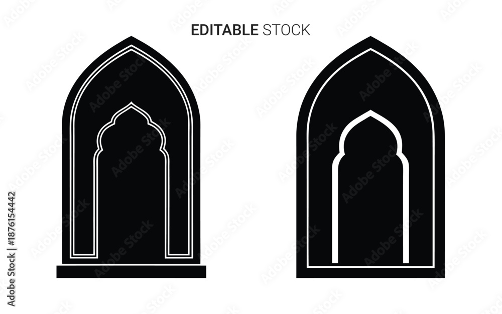 Fototapeta premium arch shaped black silhouette designs with white outline silhouette high quality professional detailed