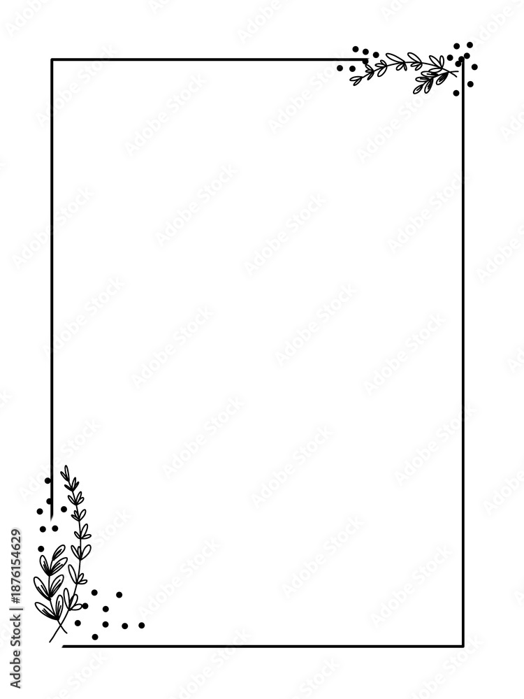 Obraz premium Square border frame flowers simole aesthetic background