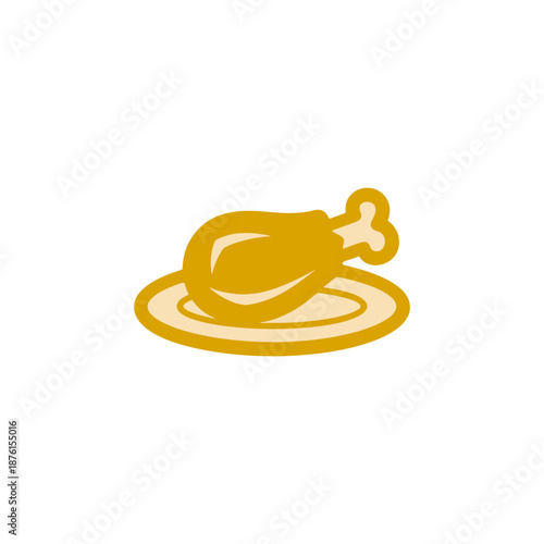 Roasted Chicken Leg on Plate Icon
