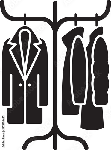 Coat Rack with Various Jackets and Coats Icon