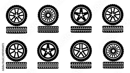 Car tire and alloy wheel rim collection for automotive service and transport