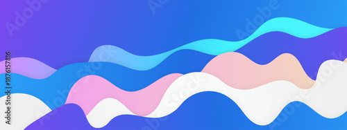 Abstract background with curved layers of blue, pink, and white. Suitable for design projects, digital art, website backgrounds, and creative layouts.