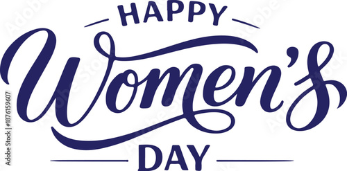 Vector art of happy womens day calligraphy typography design in blue color