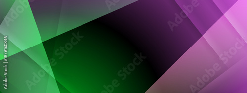 Abstract background with green purple and black polygons. Suitable for graphic design projects, web backgrounds, and digital creations. Vibrant and dynamic design.