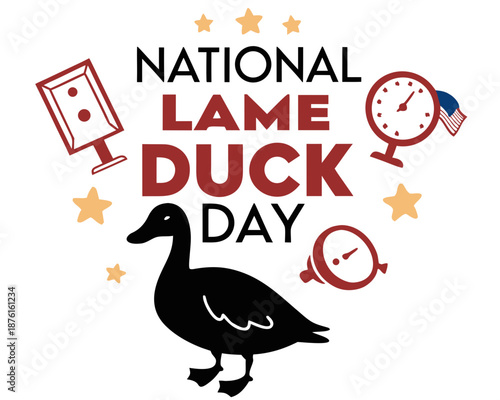 National Lame Duck Day Vector Illustration, Political Humor and Government Concept Graphic